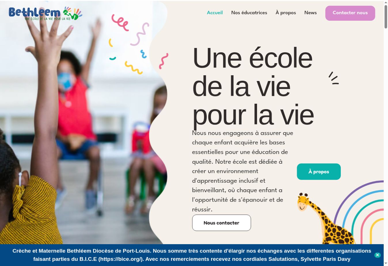 Page d’accueil du site Bethléem