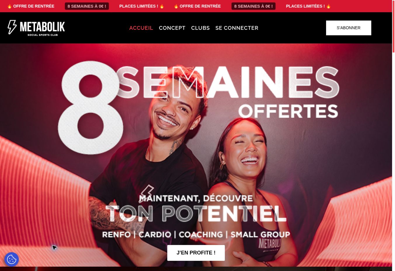 Page d’accueil du site Metabolik